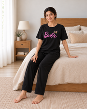 Glam Print Black Night Suit - pose 1