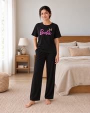Glam Print Black Night Suit - pose 2