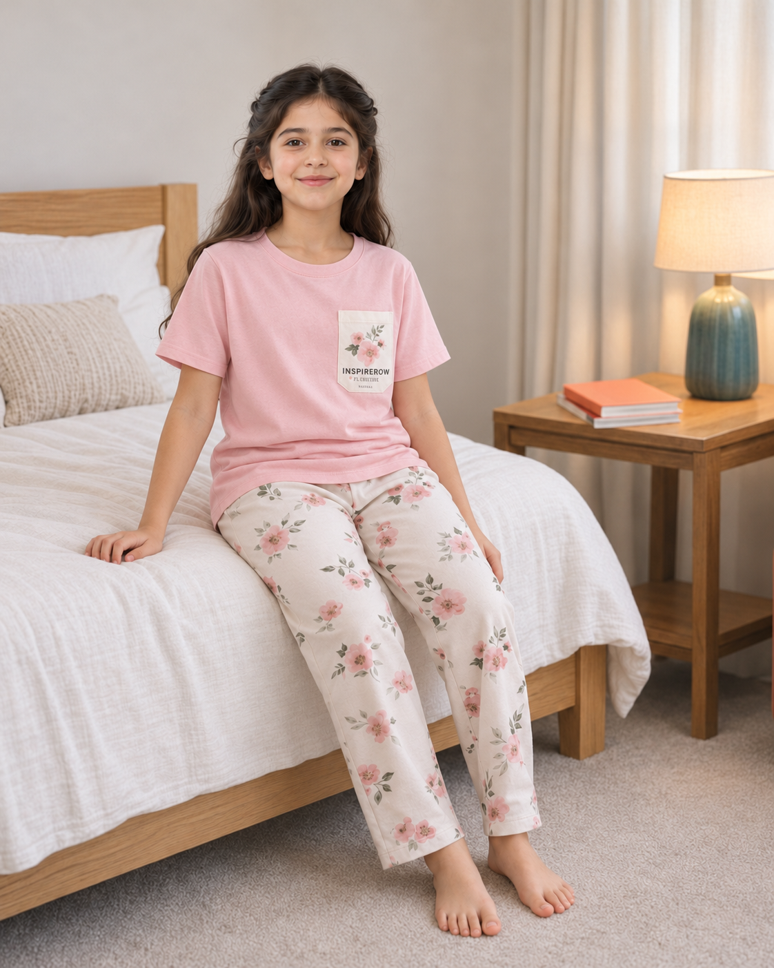 Pink Pocket Girls Night Suit - pose 1