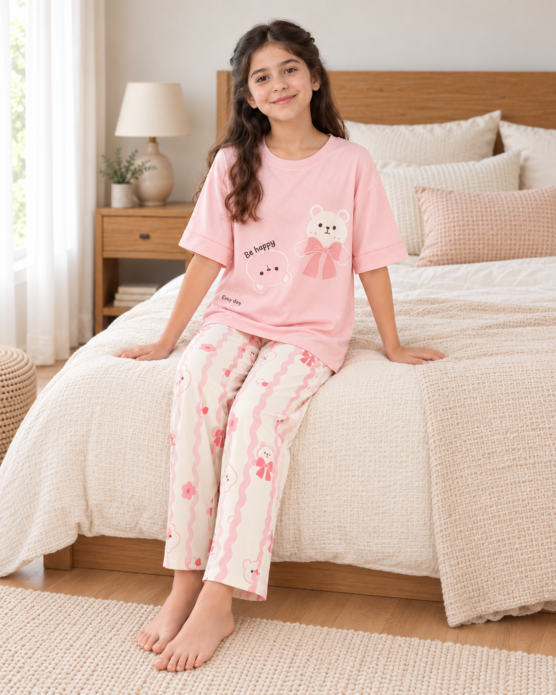 Pink Panda Girls Night Suit - pose 1