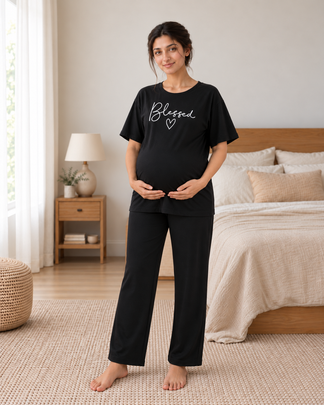 Blessed Maternity Cotton Night Suit - pose 5