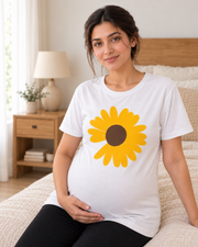 Yellow Sunflower Maternity Night Suit - pose 3