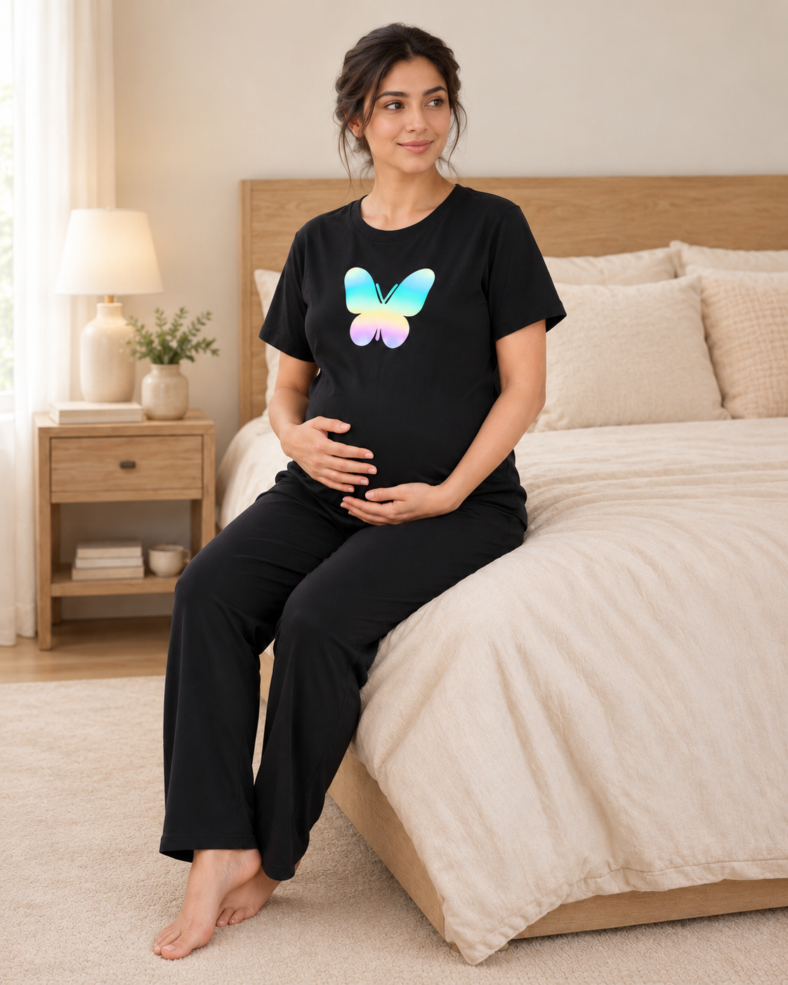 New Butterfly Maternity Night Suit - pose 1