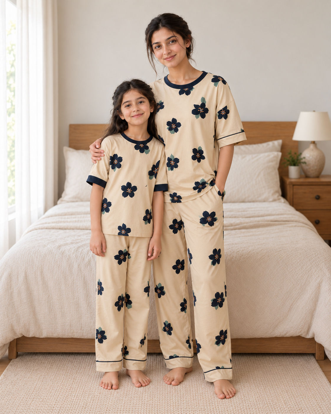 Skin Flower Mom & Daughter Night Suit - pose 1