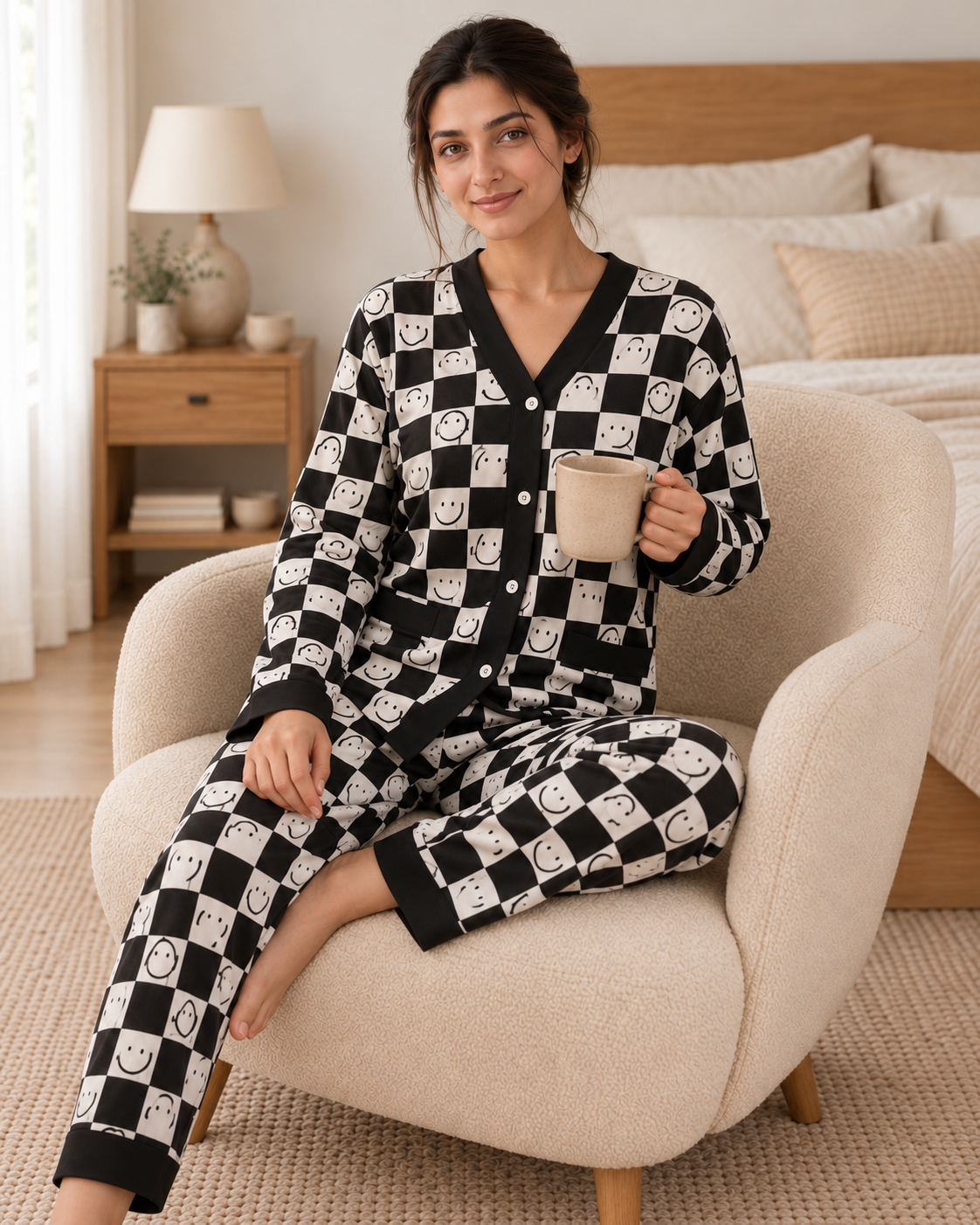 Chess Smiley Premium Night Suit - pose 1