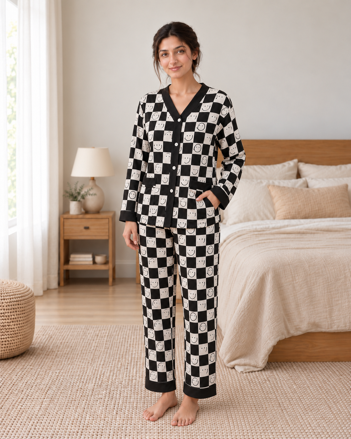 Chess Smiley Premium Night Suit - pose 4