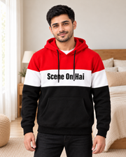 Red White Black Scene On Hai Fleece Hoodie - pose 1