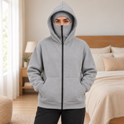 Women's Grey High-Zip Fleece Balaclava Hoodie - pose 1