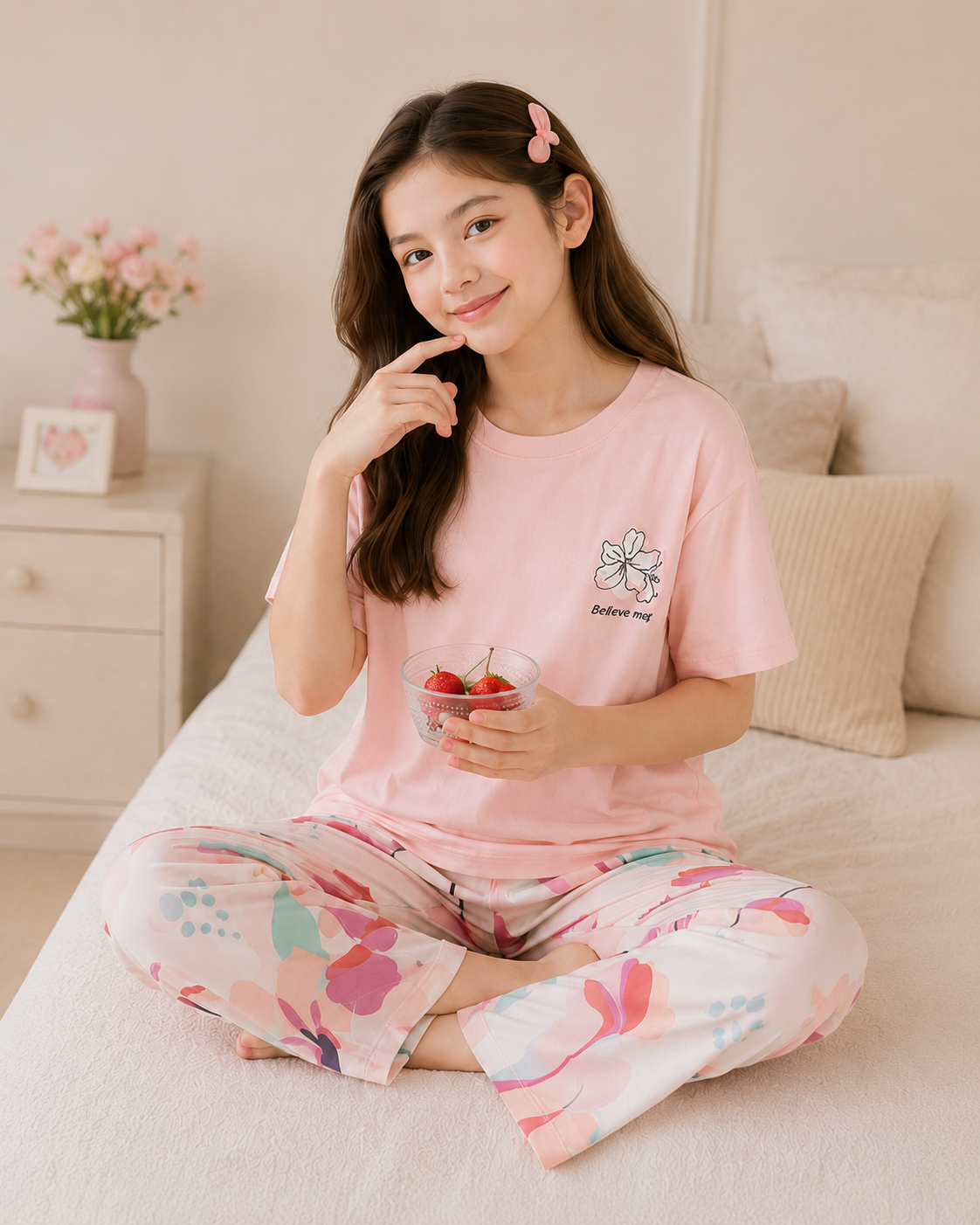 Pink Birds Girls Night Suit – view 2