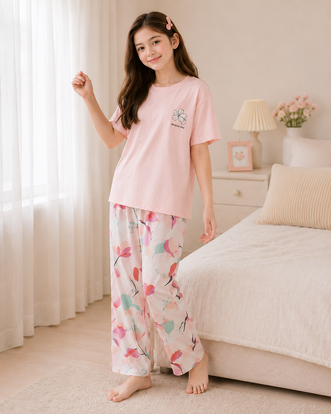 Pink Birds Girls Night Suit – view 3