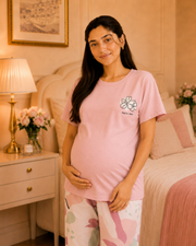 Pink Bird Maternity Cotton Night Suit – view 4