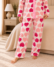 Pink Heart Premium button-down Night Suit