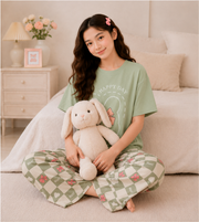 Pista Green Bunny Bow Girls Night Suit