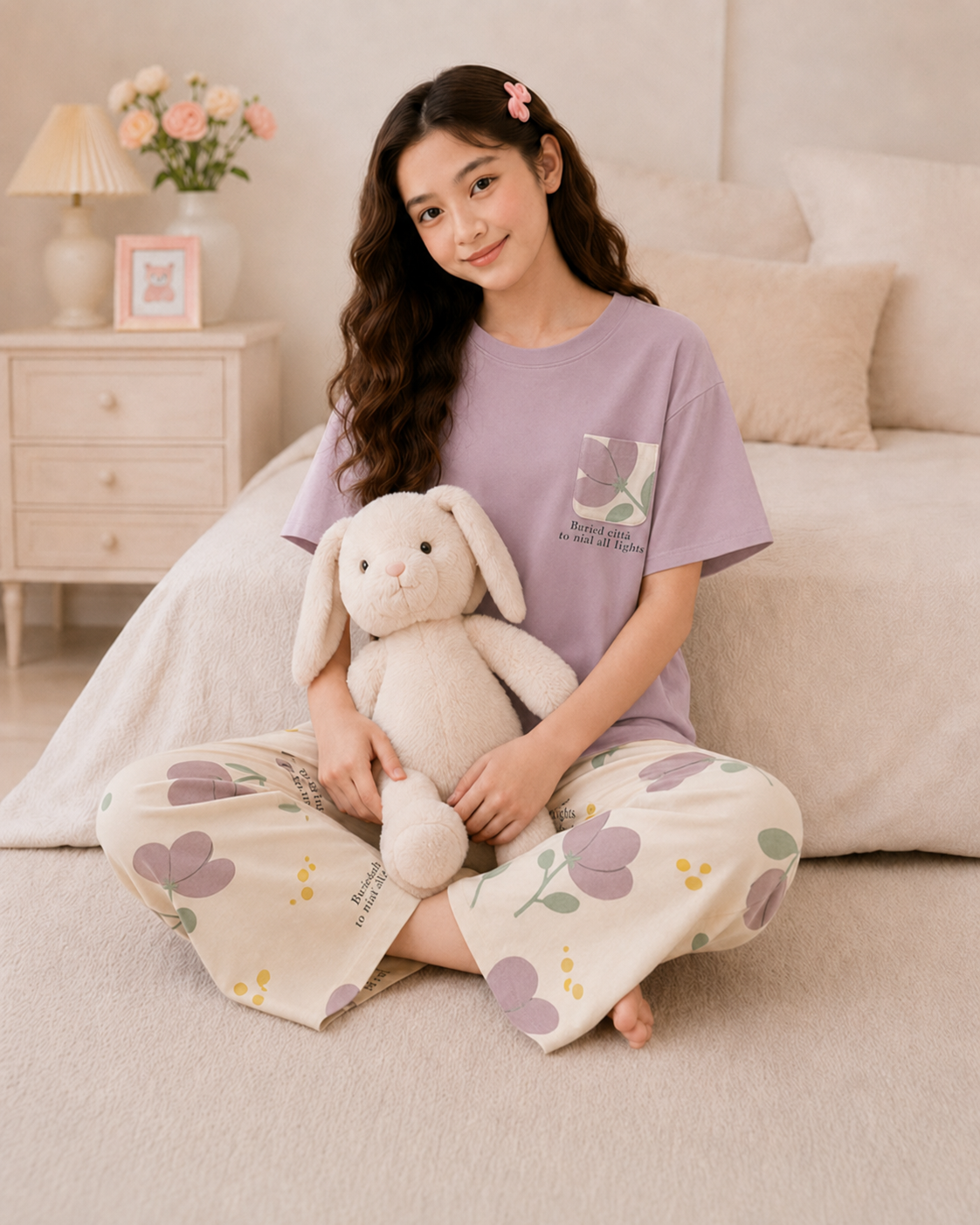 Purple Pocket Girls Night Suit