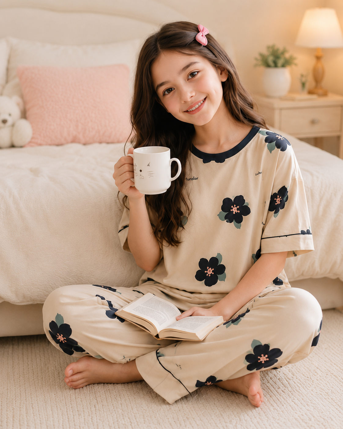 Skin Flower Girls Night Suit