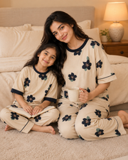 Skin Flower Mom & Daughter Night Suit