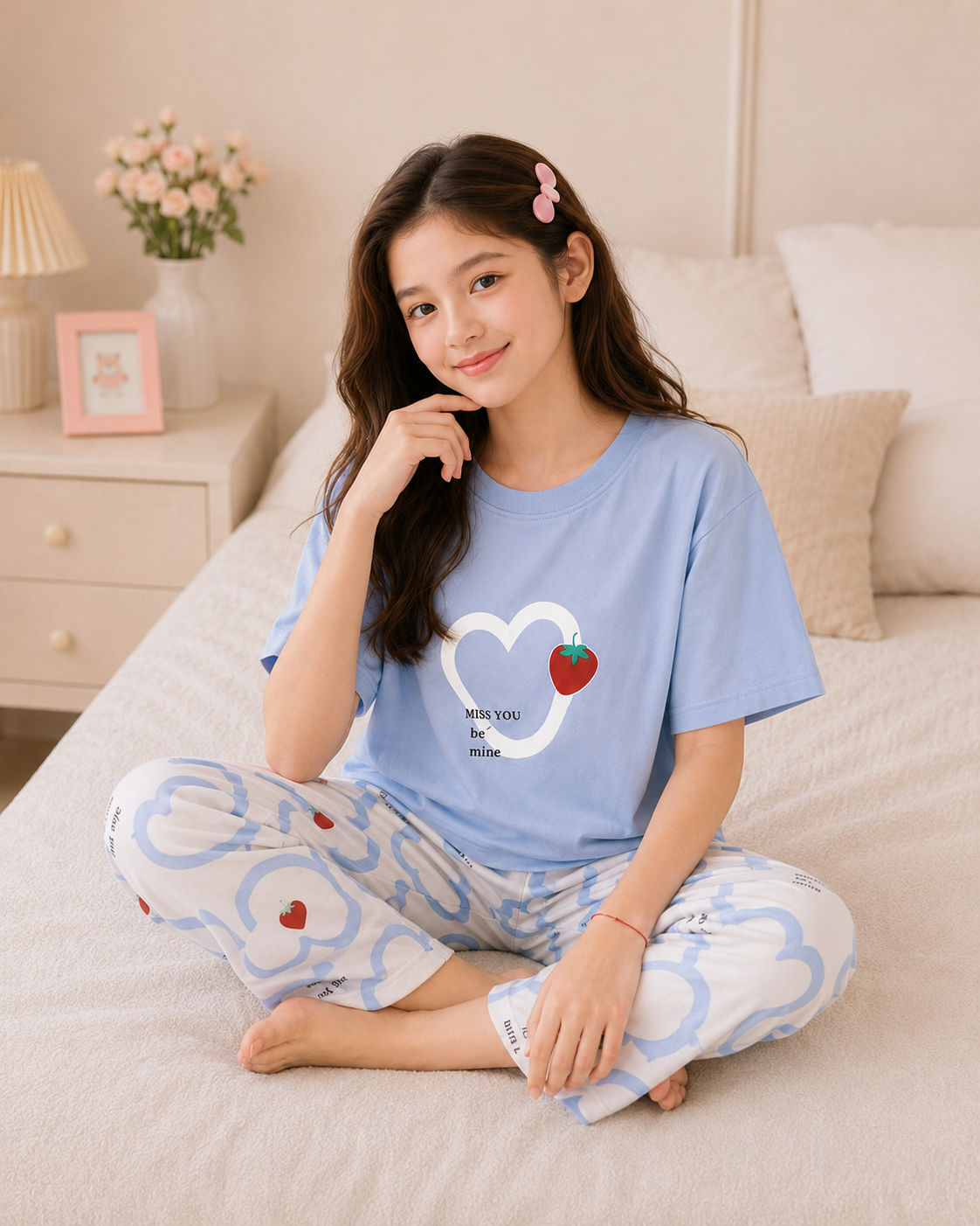 Strawberry Heart Girls Night Suit – view 2