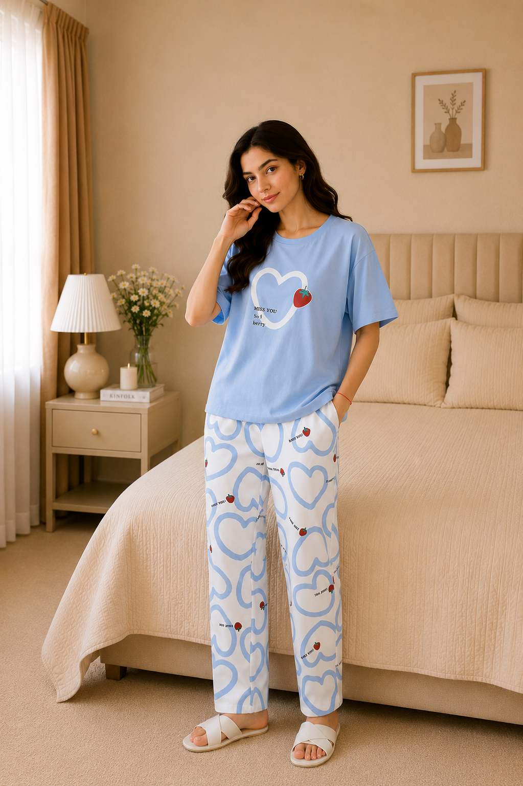 Strawberry Heart Style Printed Night Suit – view 2
