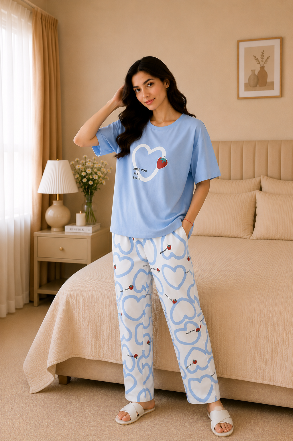 Strawberry Heart Style Printed Night Suit – view 3