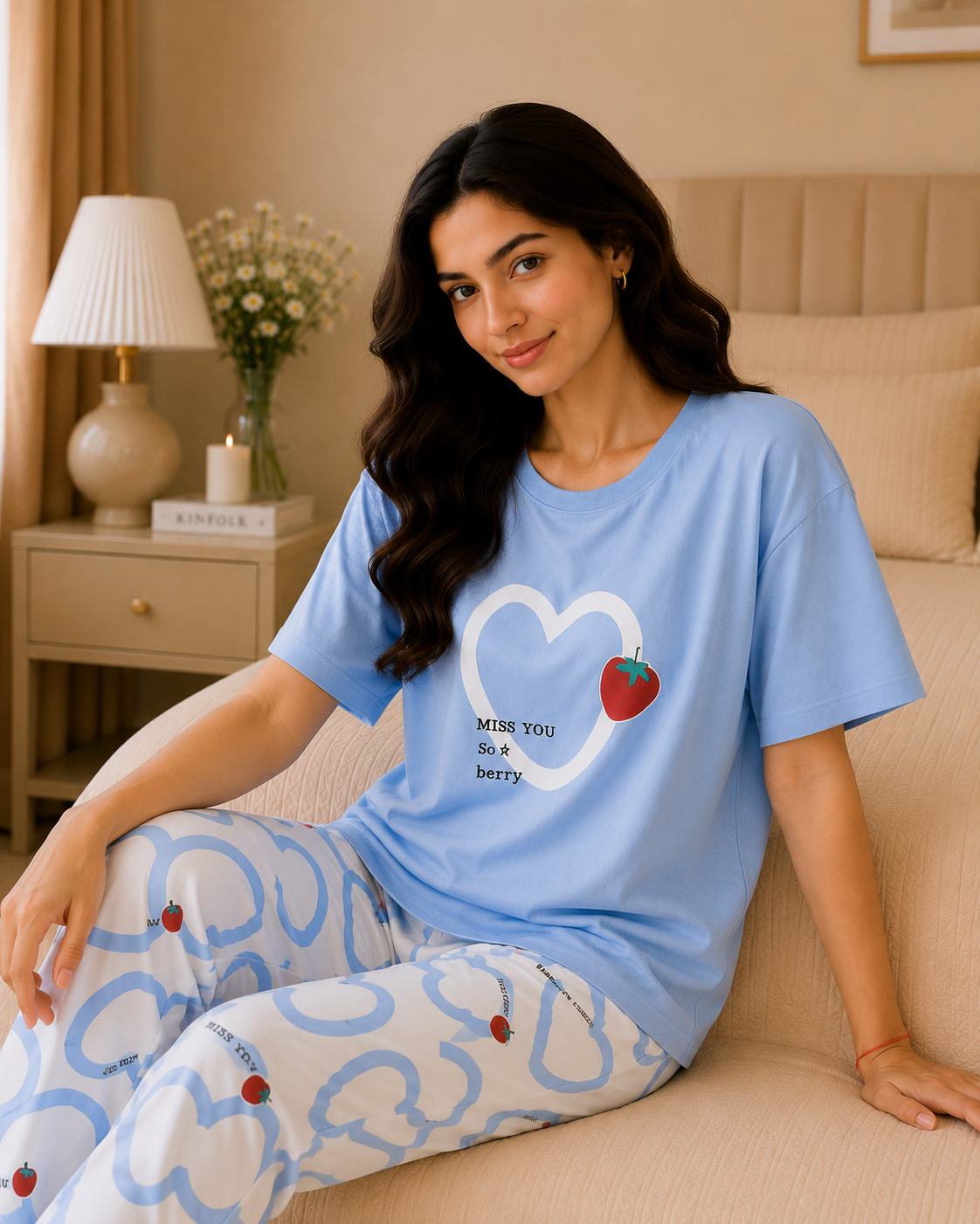 Strawberry Heart Style Printed Night Suit – view 5