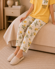 Yellow leaf with pocket Printed Night Suit – view 3