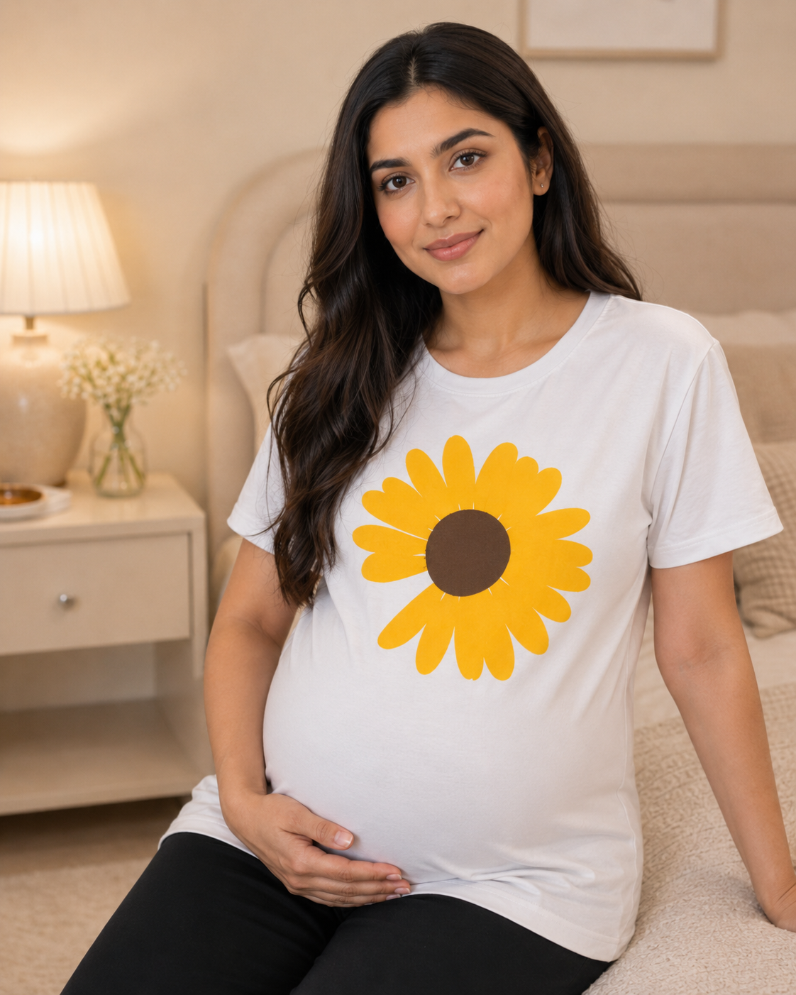 Yellow Sunflower Maternity Night Suit – view 3