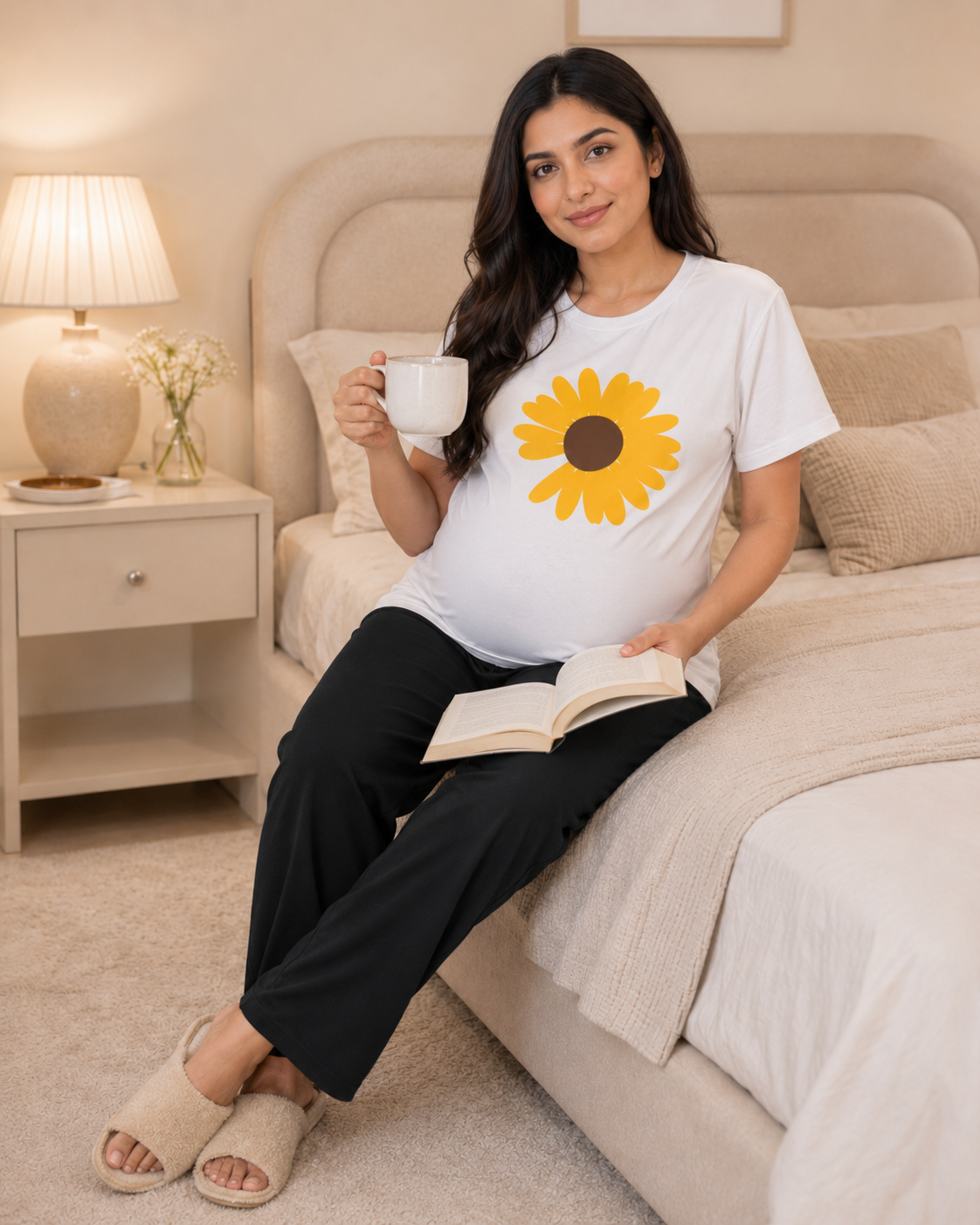 Yellow Sunflower Maternity Night Suit – view 4